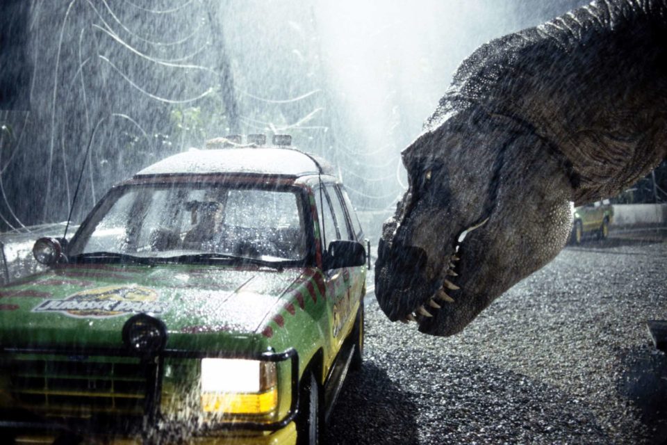 Jurassic Park T-Rex Nudging Car